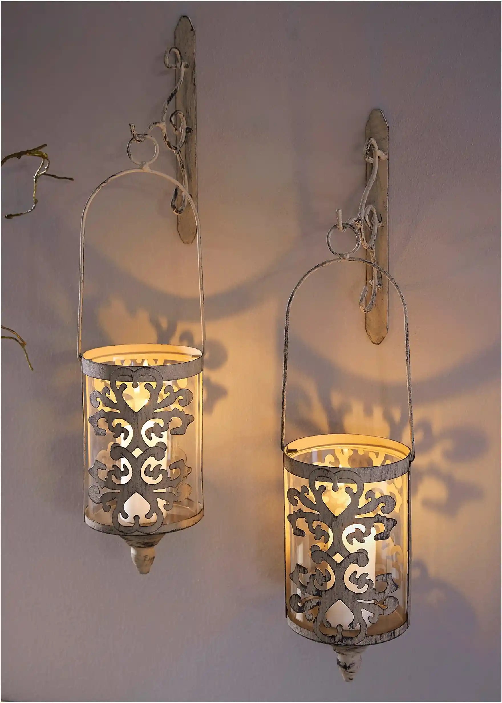 Kaarsenhouder met patina effect (2-dlg. set) (11cm)