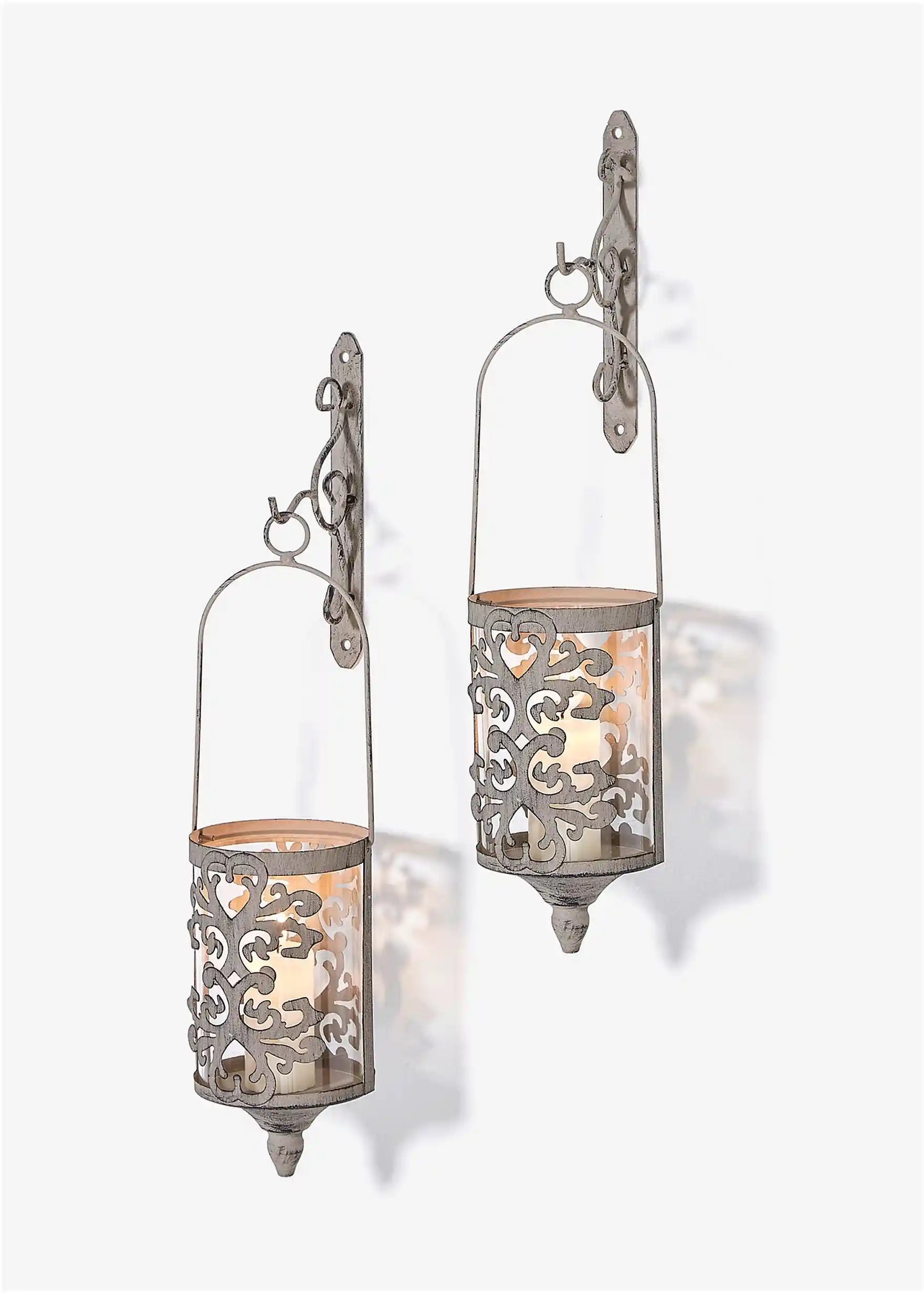 Kaarsenhouder met patina effect (2-dlg. set) (11cm)